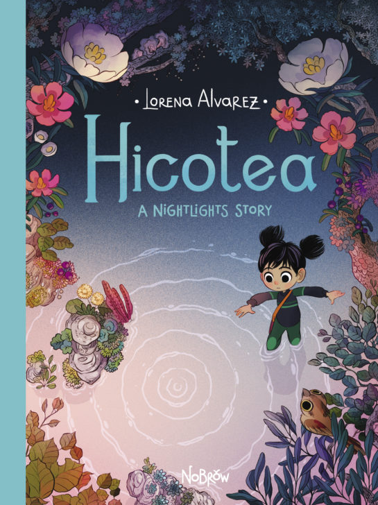 Cover of the book. Features an illustration of a child wading in a pool of water with bright flowers framing the scene.
