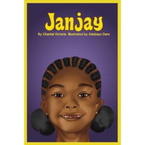 Cover of the book Janjay. Features a young child with braided hair and missing front teeth on a purple background.